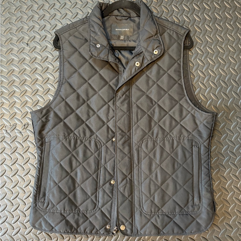 Banana Republic Black Quilted Vest Mens Medium